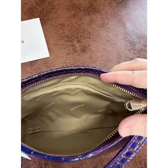 NWT Brahmin Melbourne Collection Lorelei Purple Acro Leather Shoulder Bag - Picture 12 of 16